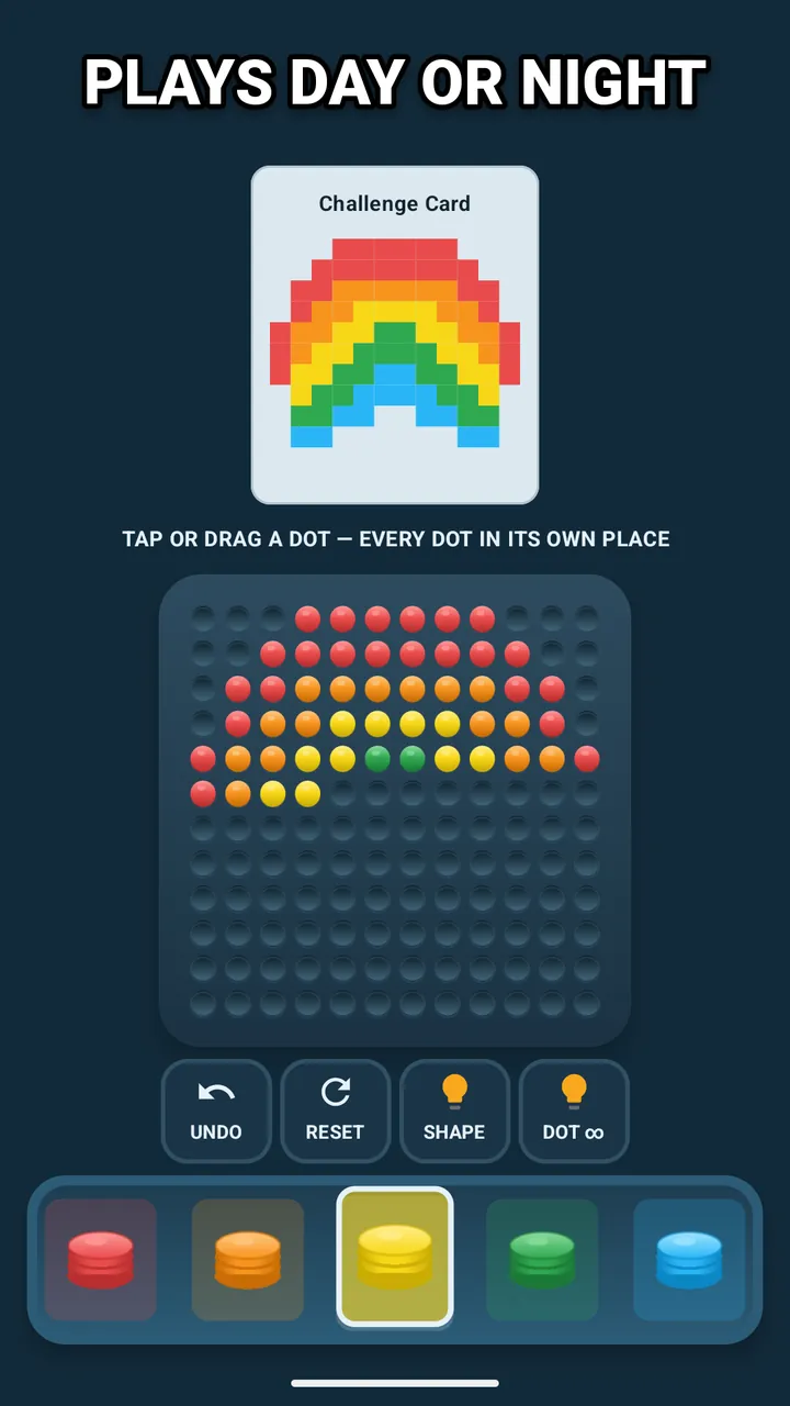 The same rainbow board in dark mode